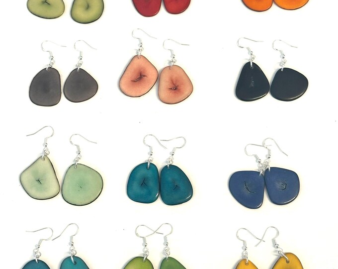 Tagua Nut Slice Earrings, Boho Chic, Eco Friendly Fashion