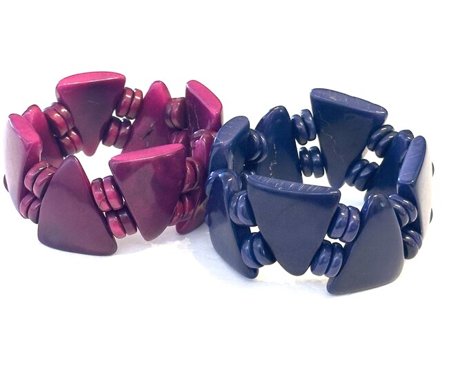 Tagua Nut Bead Bracelet - Eco-Friendly Bangle - Colorful Jewelry