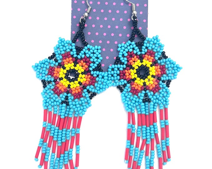 Handmade Multicolored Glass Seed Beads Dangle Earrings