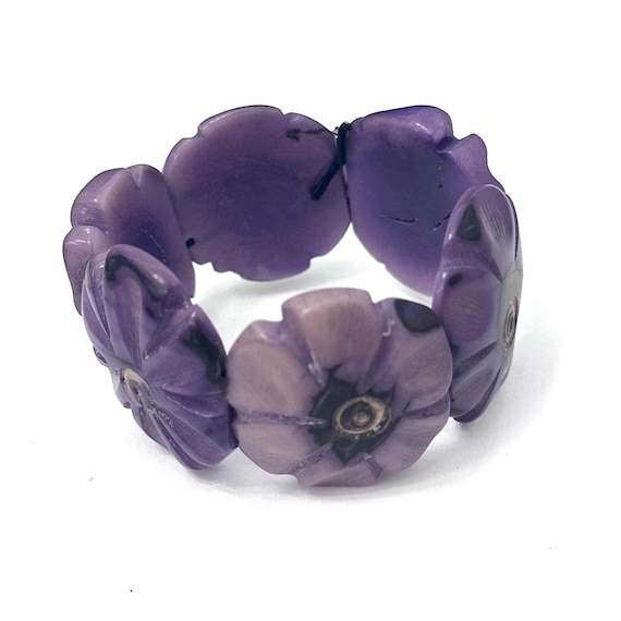 Tagua Nut Flower Design Bracelet - Eco-friendly Jewelry -  Boho - Bohemian