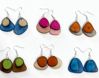 Tagua-nut Earrings/ Tagua Jewelry, Boho Jewelry  (S01)