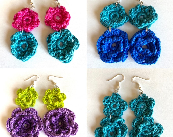 Lovely Crochet Flower Earrings/ Boho Style/ Folk Style /Boho Chic