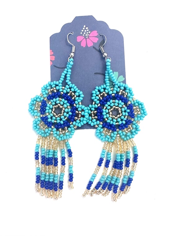 Handmade Multicolored Glass Seed Beads Dangle Earrings
