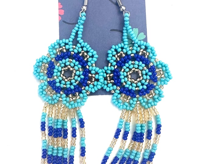 Handmade Multicolored Glass Seed Beads Dangle Earrings