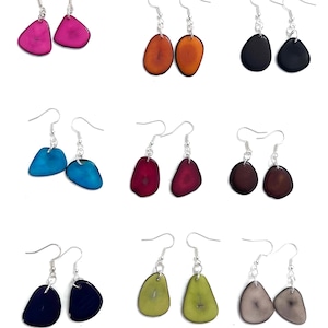 Small Tagua Nut Slice  Earrings, Tagua Earrings, Eco-Fashion Jewelry, Eco-Friendly Jewelry, Colorful Jewelry