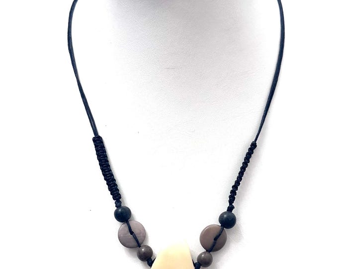 Adjustable Tagua Nut Macrame Necklace - Eco-friendly Jewelry- Eco-Fashion- Boho Style/ Bohemian/ Hippie necklace