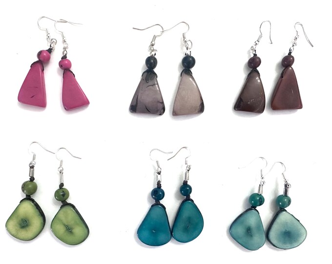 Sliced Tagua Nut Earrings, Boho chic, Eco-Friendly Jewelry, Eco-Fashion Jewelry
