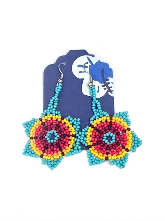 Handmade Multicolored Glass Seed Beads Dangle Earrings