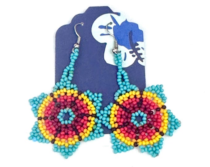 Handmade Multicolored Glass Seed Beads Dangle Earrings