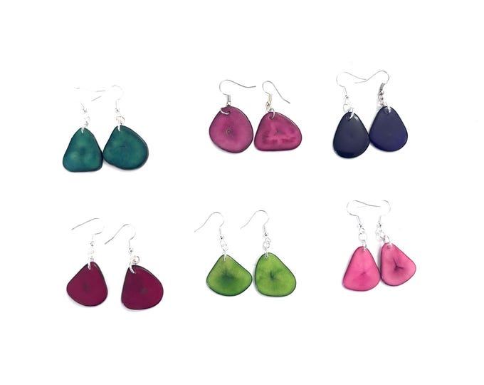 Tagua Nut-Slice Earrings, Tagua, Boho Earrings, Boho chic, Eco Friendly, Eco Fashion