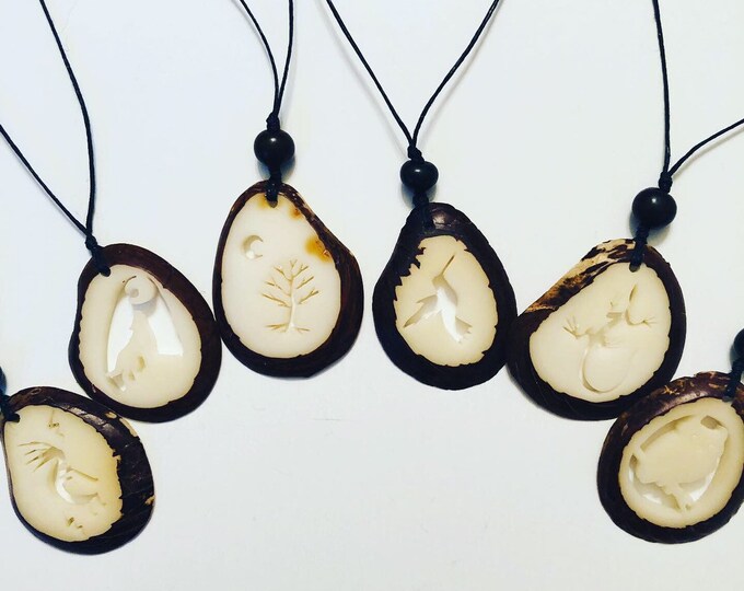 Tagua Nut Pendant Necklace, Beach Necklace, Hippie, Boho Jewelry