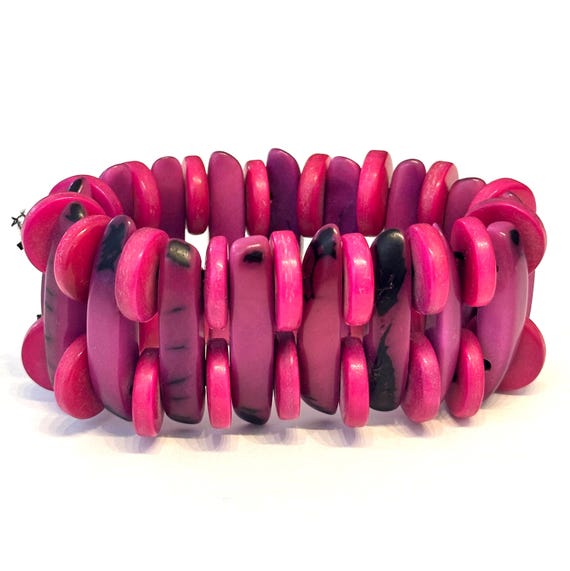 Fuchsia Tagua Nut Bracelet / Eco-friendly Jewelry / Eco-fashion
