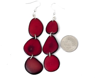 Boho Chic Tagua Nut Dangle Earrings: Sustainable Palm Nut Jewelry
