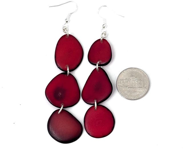 Boho Chic Tagua Nut Dangle Earrings: Sustainable Palm Nut Jewelry