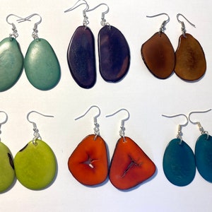 Large Tagua Nut-Slice Earrings, Tagua, Boho Earrings, Boho chic, Eco Friendly, Eco Fashion