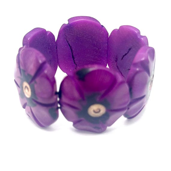 Tagua Nut Flower Design Bracelet - Eco-friendly Jewelry -  Boho - Bohemian