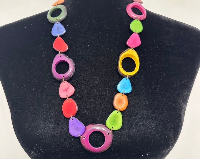 Tagua Slices Necklace/ Tagua Jewelry / Tagua Statement Necklace, Statement Necklace, Boho Necklace, Macrame Jewelry