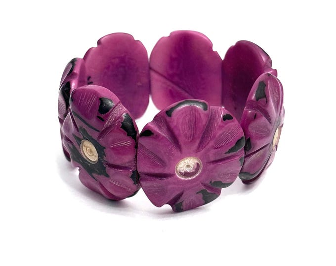 Tagua Nut Flower Design Bracelet - Eco-friendly Jewelry -  Boho - Bohemian