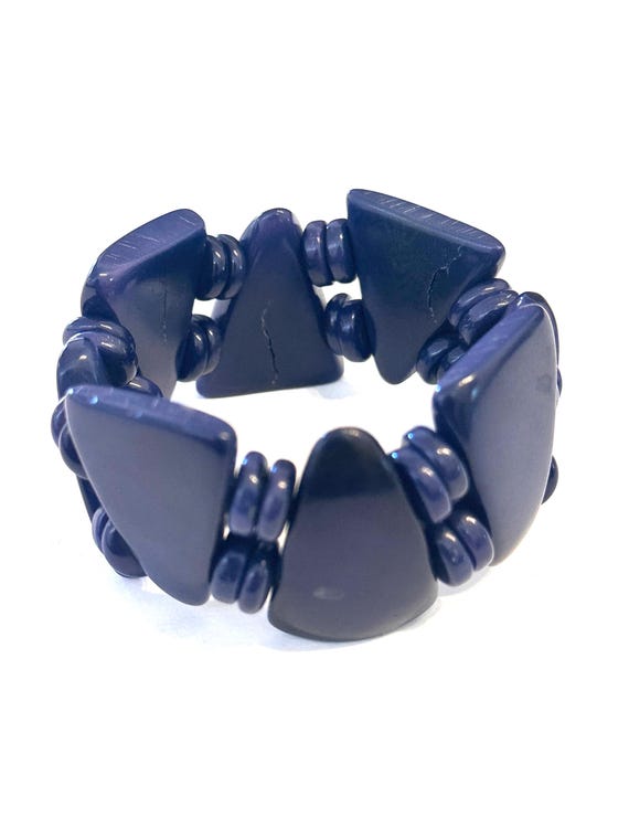 Ocean Blue Tagua Nut Bead Bracelet - Eco-Friendly Bangle