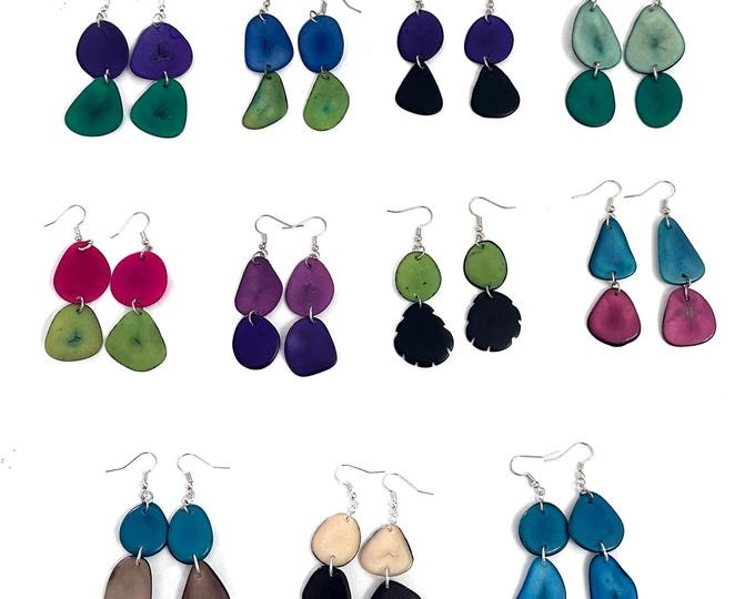 Boho Chic Tagua Nut Earrings, Sustainable Palm Jewelry