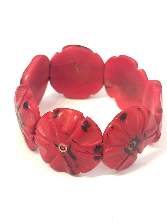 Tagua Nut Flower Design Bracelet - Eco-friendly Jewelry -  Boho - Bohemian