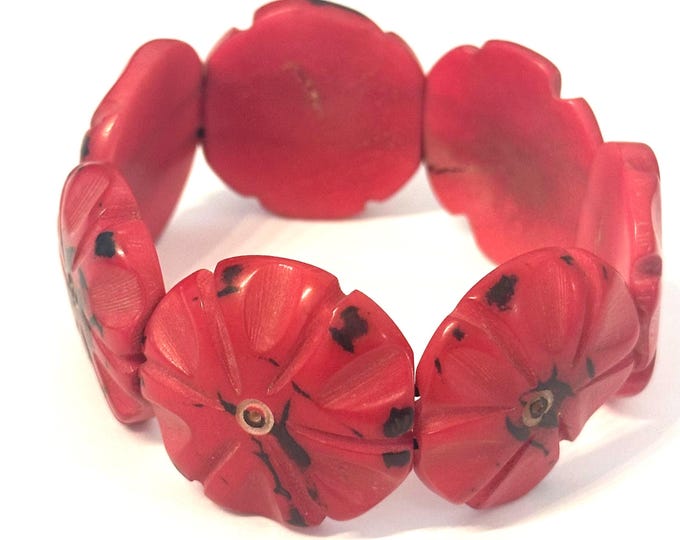 Tagua Nut Flower Design Bracelet - Eco-friendly Jewelry -  Boho - Bohemian