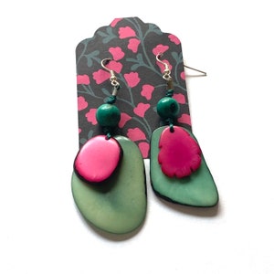 Tagua-nut Earrings/ Tagua Jewelry, Boho Jewelry