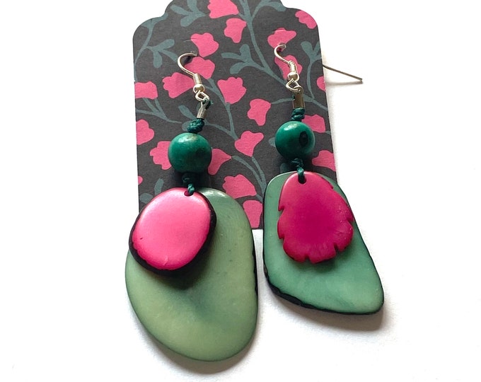 Tagua-nut Earrings/ Tagua Jewelry, Boho Jewelry