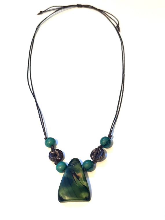 Adjustable Tagua Necklace - Eco-friendly Jewelry- Eco-Fashion- Boho Style/ Bohemian/ Hippie necklace