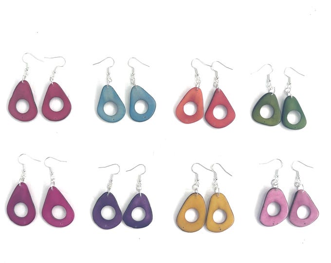 Colorful Tagua-nut Earrings / Tagua Jewelry, Boho Jewelry