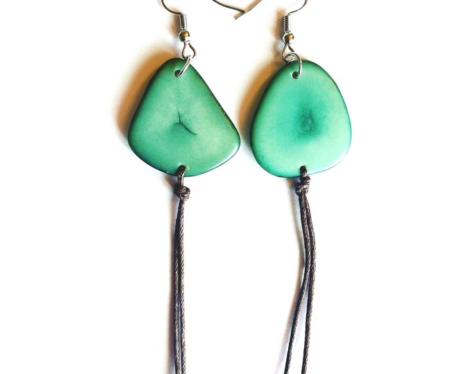 Sliced Tagua Nut Earrings, Sustainable Boho Chic Palm Nut Jewelry