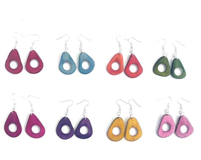 Colorful Tagua-nut Earrings / Tagua Jewelry, Boho Jewelry