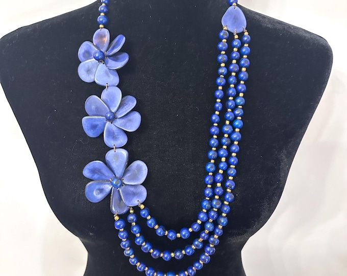 Tagua and Acai Seed Necklace/ Flower Tagua Necklace/ Boho Necklace| Statement Necklace|