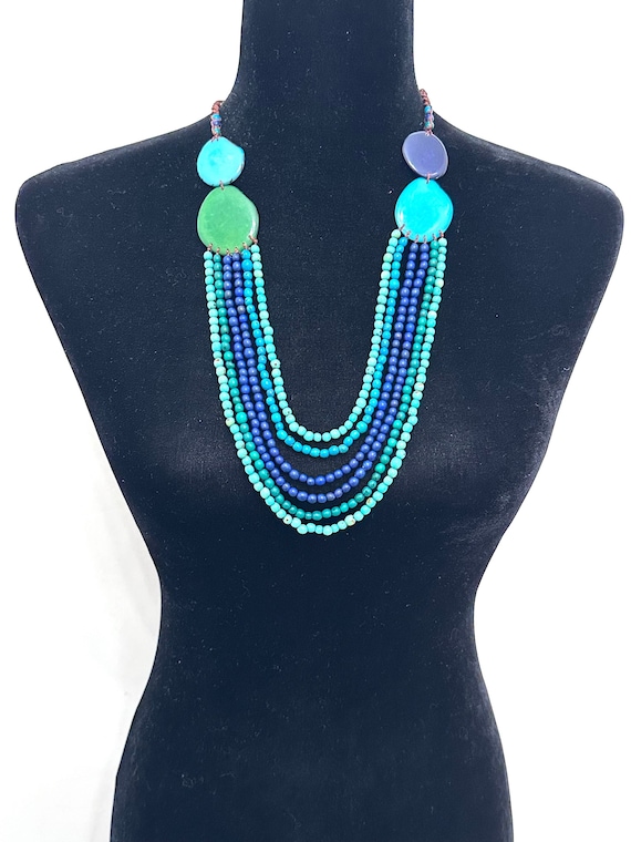 Colorful Multi-Seed Necklace/Tagua Nut  Boho Necklace/ Tribal, Eco-Fashion and Eco-Friendly Jewelry