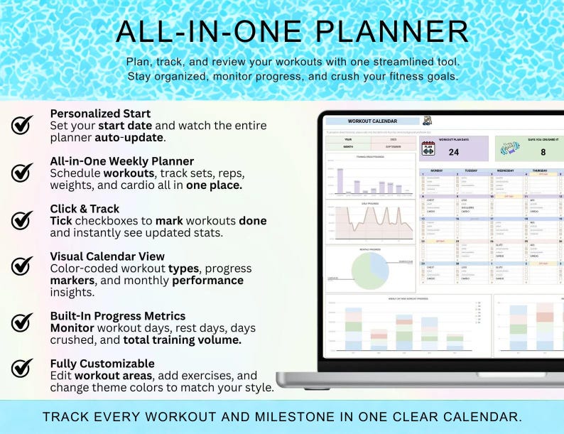 Workout Racker Excel Workout Tracker Spreadsheet | Fitness Planner Excel & Google Sheets ...