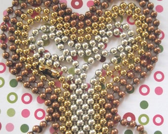 Antique Ball Chain Necklace: Silver, Gold, Copper - 18 or 24 Inch