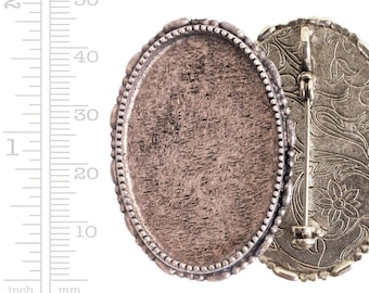 ORNATE Oval Brooch AND Pendant Bezel Combination - Shiny Silver Only-Last Ones - NUNN Design