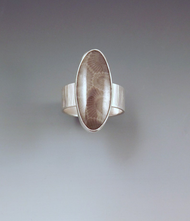 Fossil Jewelry Petoskey Ring Michigan Made Michigan Petoskey Stone Silver Ring