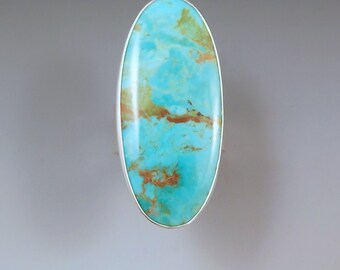 Kingman Turquoise Ring- Gorgeous Aqua Blue- Turquoise Silver Statement Ring