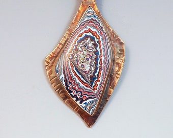 Fordite Necklace- Detroit Agate- AMAZING Super Miny Swirly- Collector's Piece- Merlin's Gold- Michigan Made- One of a Kind- Fordite Necklace