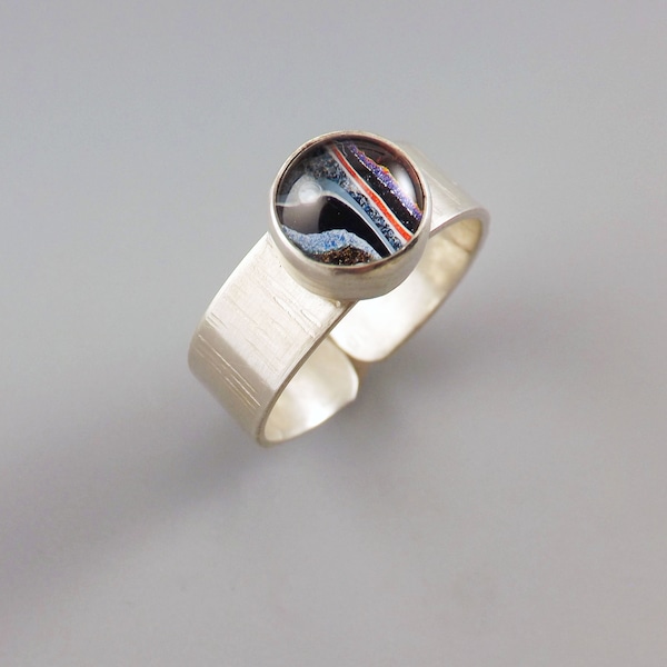 Fordite Ring-  Harley Davidson Material- Michigan Made- Fordite- Sterling Silver Ring