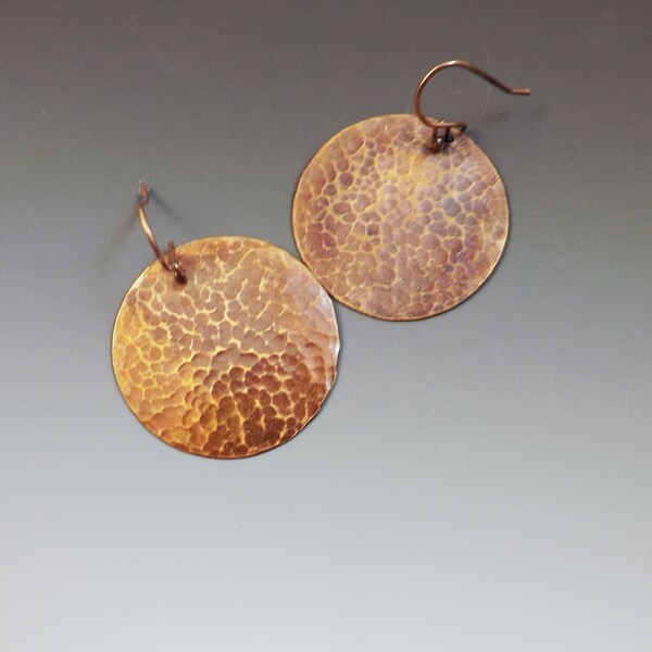 Copper Disc Earrings Etsy