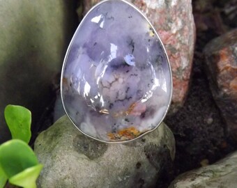 Amethyst Sage Dendrite Ring- Sterling Silver Ring- Rare Gemstone- Boho Chic- RedPaw Statement Ring- Purple Ring