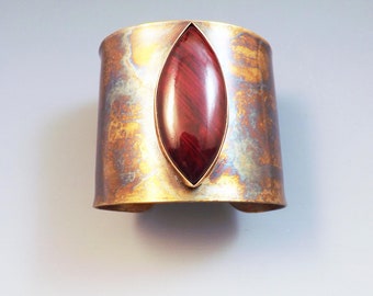 Magenta Labradorite Bracelet- Rainbow Patina- Warrior Chic- Metalsmithed- Labradorite Cuff Bracelet