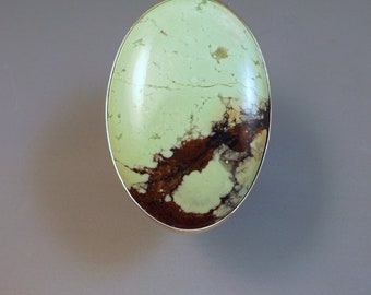 Lemon Chrysoprase Ring- Mint Chocolate Chip- Sterling Silver Ring