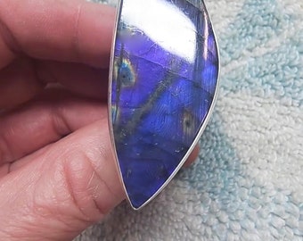Purple Labradorite Ring- Hammered Sterling Silver- One of a Kind- Silver Statement Ring