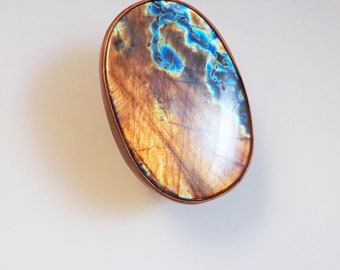 Labradorite Ring- Statement Ring- Copper Ring