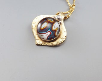 Fordite Necklace- Mixed Metal- Michigan Made- Merlin's Gold- Golden Fordite Necklace