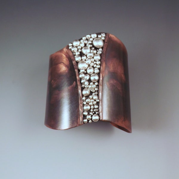 Copper Cuff- Powerful Goddess- Tribal Rustic Earthy- Boho Chic- Warrior- Mixed Metal- Signature RedPaw- Statement Cuff Bracelet