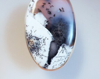 Dendritic Opal Ring- Merlinite- Boho- Magical Ring- Hammered Sterling Silver- Silver Opal Ring